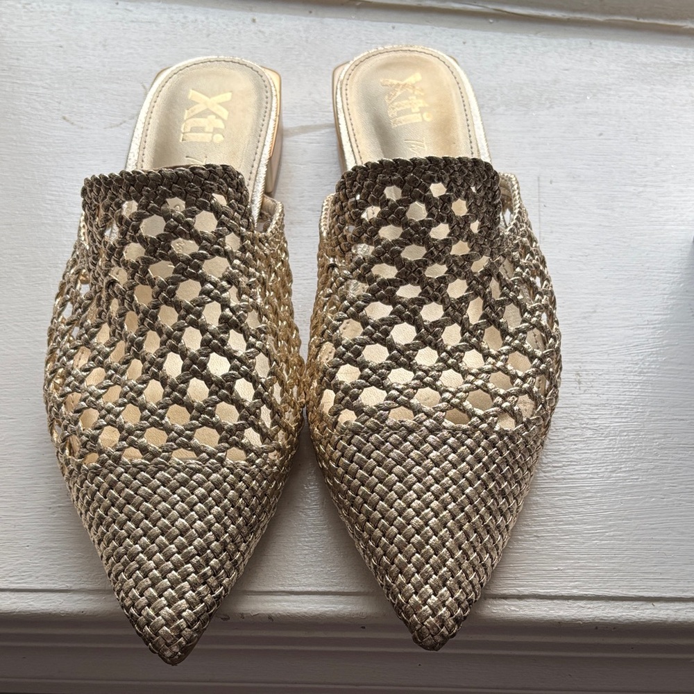 Gold Woven Mules